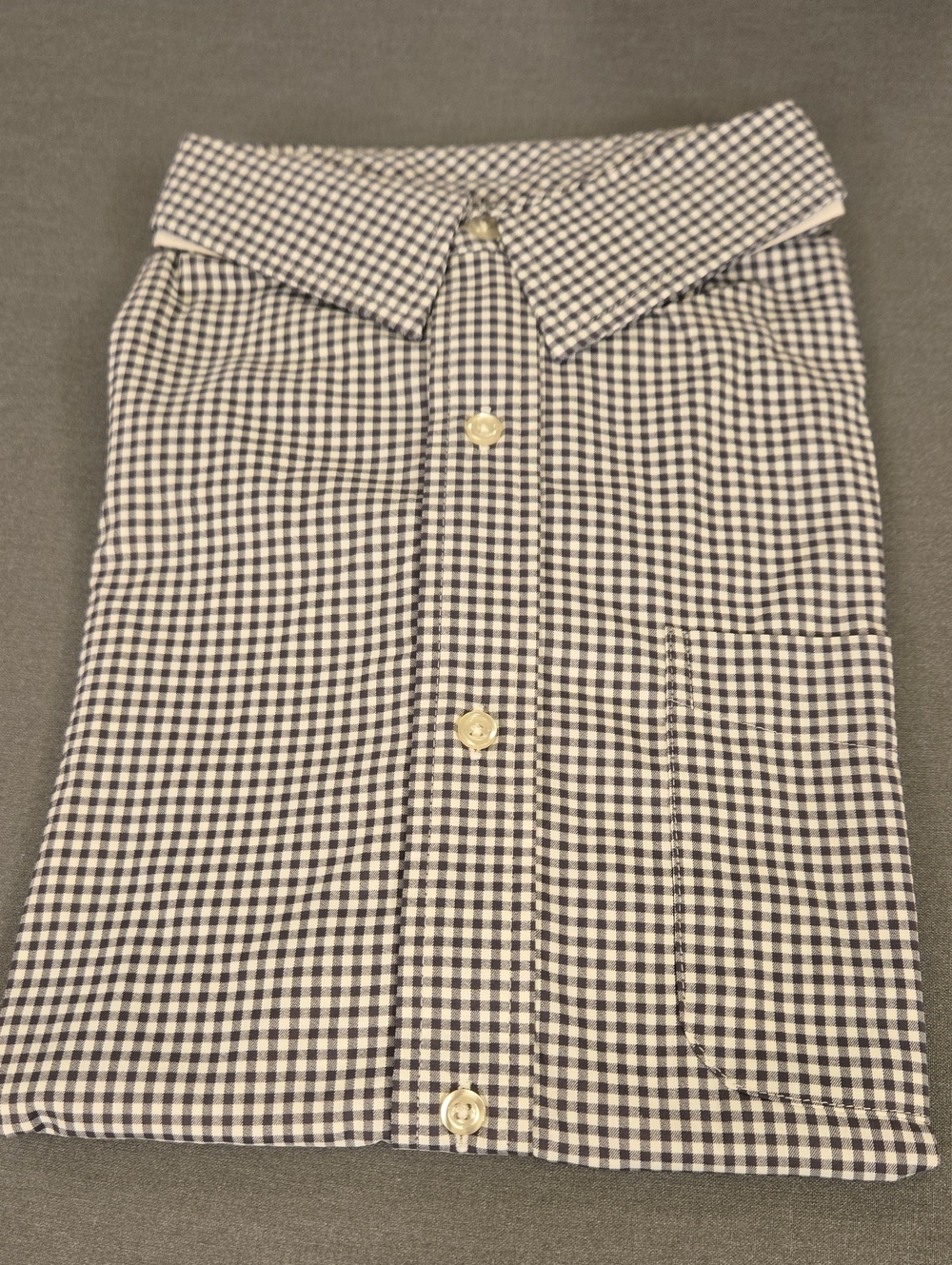 Lands' End Men’s Black and White Checked Button-Up Quick Dry Shirt